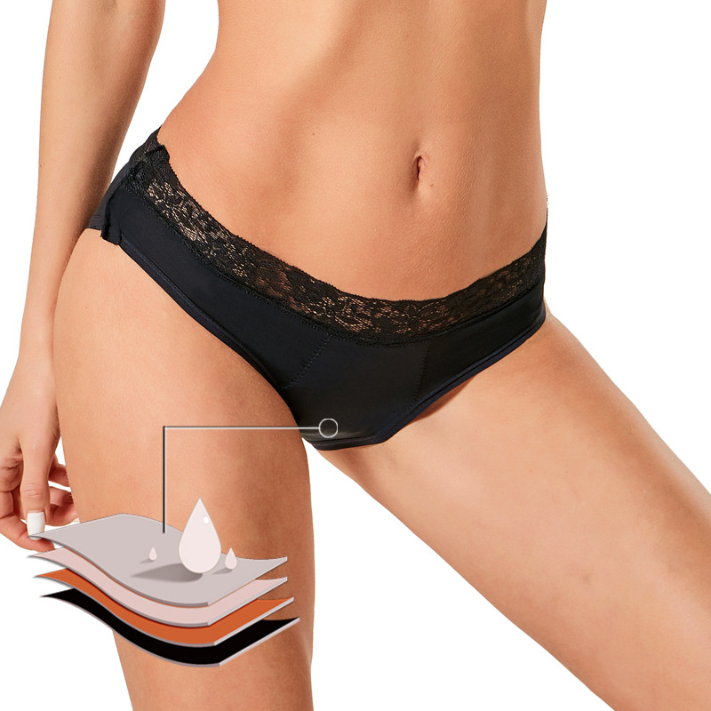 Women's Four Layer Mid Waist Lace Button Leak Proof Underwear Muse sublime